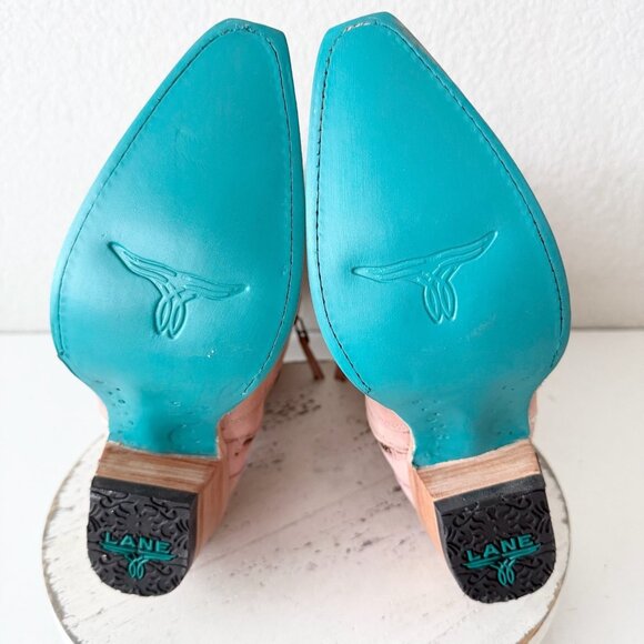 Lane Gallatin Womens Cowboy Boots 8 Pink Cowgirl Western Mid Calf Pointed Toe - Picture 8 of 11